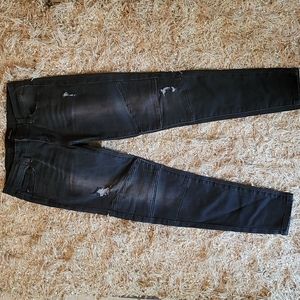 KanCan, Size 7, Skinny, Distressed, Dark Grey, Biker Jeans